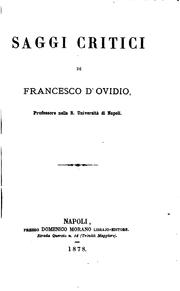 Cover of: Saggi critici by Francesco d'Ovidio