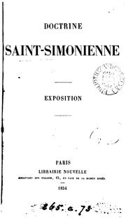 Cover of: Doctrine saint-simonienne, exposition. [1st and 2nd years].