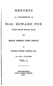 Cover of: Reports of Judgments of Hon. Edward Fox, United States District Judge for ...