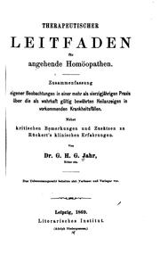 Cover of: Therapeutischer Leitfaden für angehende Homöopathen: Zusammenfassung eigener Beobachtungen in ...