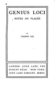 Cover of: Genius Loci: Notes on Places by Vernon Lee, Vernon Lee