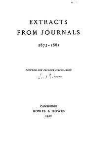 Cover of: Extracts from Journals, 1872-1881: Printed for Private Circulation