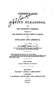 Cover of: Commentaries on Equity Pleadings, and the Incidents Thereof: According to ...