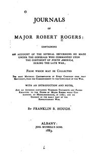 Cover of: Journals of Major Robert Rogers: Containing an Account of the Several Excursions He Made Under ...