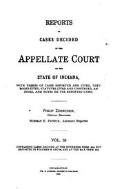 Cover of: Reports of Cases Decided in the Appellate Court of the State of Indiana