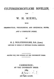 Cover of: Culturgeschichtliche Novellen [from Geschichten aus alter Zeit], with grammatical, philological ... by Wilhelm Heinrich Riehl