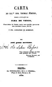 Cover of: Carta ao ill. mo snr. Thomas Norton, sobre a situação da ilha de Venus, e em defeza de Camões ...