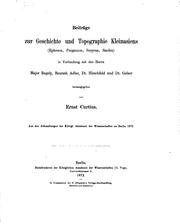 Cover of: Beiträge zur Geschichte und Topographie Kleinasiens(ephesos, Pergamon, Smyrna, Sardes) in ...