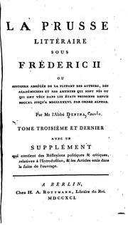 Cover of: La Prusse littéraire sous Frédéric II: ou Histoire abrégée de la plupart des ...