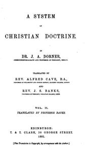 Cover of: A System of Christian Doctrine by Isaak August Dorner