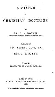 Cover of: A System of Christian Doctrine by Isaak August Dorner