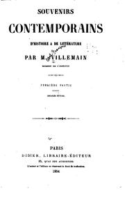 Cover of: Souvenirs contemporains d'histoire et de littérature by Abel-François Villemain