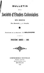 Cover of: Bulletin by Société belge d 'études coloniales , Brussels