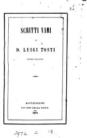 Cover of: Scritti vari