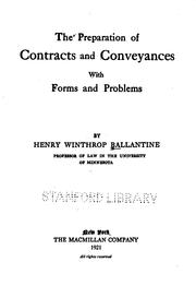 Cover of: The Preparation of Contracts and Conveyances: With Forms and Problems
