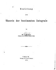 Cover of: Einleitung in die Theorie der bestimmten Integrale