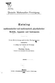 Cover of Katalog mathematischer und mathematisch-physikalischer Modelle, Apparate und ...