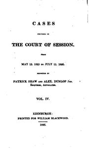 Cover of: Cases Decided in The Court of Session