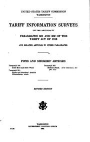Cover of: Tariff Information Surveys on the Articles in Paragraph 1- of the Tariff Act ... by United States Tariff Commission