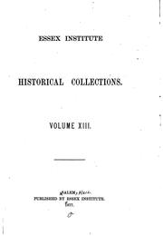 Essex Institute Historical Collections by Essex Institute