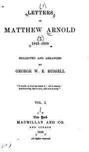 Cover of: Letters of Matthew Arnold, 1848-1888