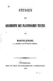 Cover of: Studien zur Geschichte des platonischen Textes