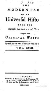 Cover of: An Universal History, from the Earliest Account of Time