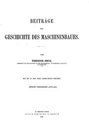 Cover of: Beiträge zur Geschichte des Maschinenbaues by Theodor Beck
