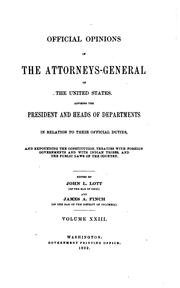 Cover of: Official Opinions of the Attorneys General of the United States: Advising ... by United States. Dept. of Justice.