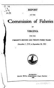 Cover of: Report of the Commission of Fisheries of Virginia