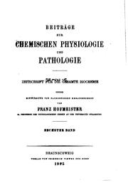 Cover of: Beiträge zur chemischen Physiologie und Pathologie