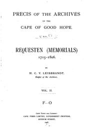 Cover of: Precis of the Archives of the Cape of Good Hope by H. C. V. Leibbrandt , Jan van Riebeeck