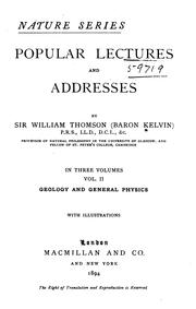 Cover of: Popular Lectures and Addresses by William Thomson Kelvin, William Thomson Kelvin