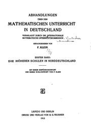 Cover of: Abhandlungen über den mathematischen Unterricht in Deutschland veranlasst ...