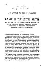 Cover of: An Appeal to the Senate of the United States in Behalf of the Conservative People of South ... by 