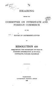 Cover of: Hearing Before the Committee on Interstate and Foreign Commerce of the House of Representatives ...