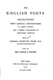 Cover of: The English Poets: Selections with Critical Introductions by Various Writers ...