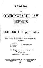 Cover of: The Commonwealth Law Reports: Cases Determined in the High Court of Australia, 1903-1904