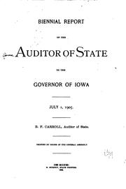 Cover of: Report of the Auditor of State, to the ... General Assembly of the State of Iowa
