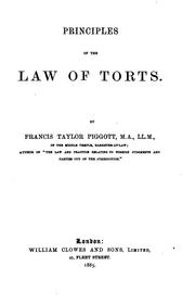 Cover of: Principles of the Law of Torts