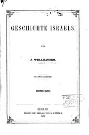 Cover of: Geschichte Israels by Julius Wellhausen