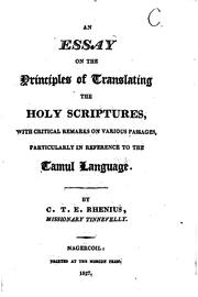 An essay on the principles of translating the holy scriptures: with critical .. by Charles Theophilius Ewald Rhenius