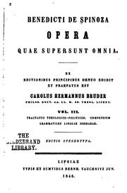 Cover of: Benedicti de Spinoza Opera quae supersunt omnia