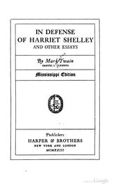 Cover of: In Defense of Harriet Shelley: And Other Essays by Mark Twain