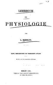 Cover of: Lehrbuch der Physiologie