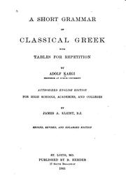 Cover of: A Short Grammar of Classical Greek: With Tables for Repetition by 
