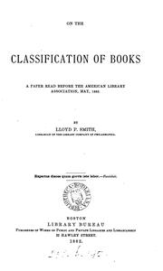 Cover of: On the classification of books. A paper