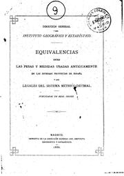 Cover of: Equivalencias entre las pesas y medidas usadas antiguamente en las diversas ... by 