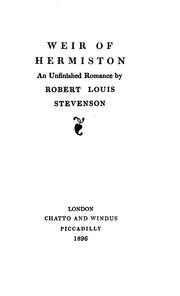 Cover of: Weir of Hermiston: An Unfinished Romance by Robert Louis Stevenson