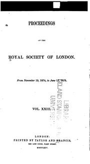 Cover of: Proceedings of the Royal Society of London by Royal Society (Great Britain), Royal Society (Great Britain)